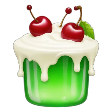 green jelly with cream and a cherry on top sticker