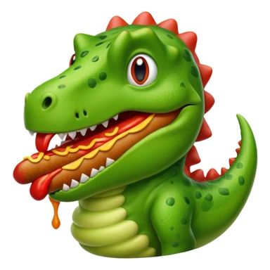 dinosaur eats hotdog, portrait sticker