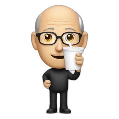 Steve jobs with milk cup sticker