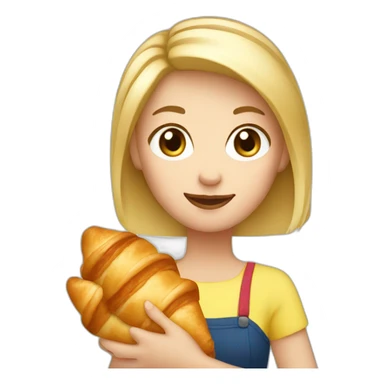 French Blond Girl Holding a Croissant sticker