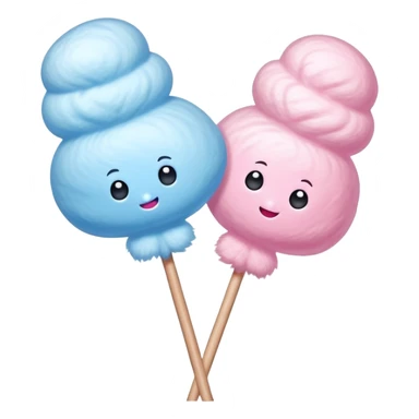 Pink and blue fluffy cotton candy on a stick sticker