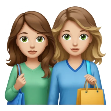 make me and my best friend togheter i have brown hair that falls on my shoulders and brown eyes and she has really long wavy brown hair with a little blonde and green/blue eyes we are shopping and i have BROWN eyes sticker