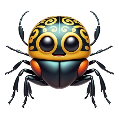 Cinematic Cheeky Beetle Portrait Emoji, Head tilted dramatically with an exaggeratedly shocked expression, featuring a compact, shiny body with wide, comically expressive eyes full of playful disbelief and subtly animated, ornate patterns, Simplified yet hilariously expressive features, highly detailed, glowing with a slightly sassy reflective glow, high shine, dramatic yet playful, stylized with an air of cheeky insect mischief, soft glowing outline, capturing the essence of a meme-worthy beetle that looks ready to scurry its way into viral fame! sticker