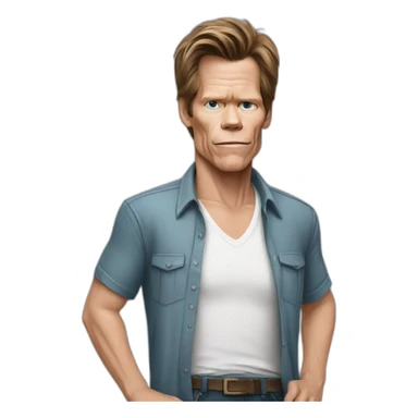 kevin-bacon cartoon wearing shirt sticker