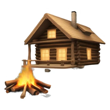 Log cabin on lake with woodsmoke sticker