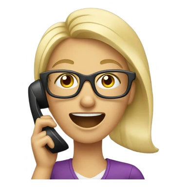 blond Woman wearing glasses on a phone call talking animatedly  sticker