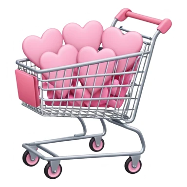 pink shopping cart filled with pink hearts sticker