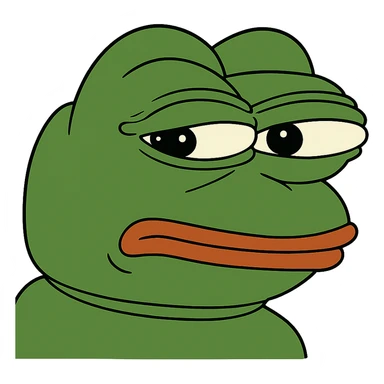 pepe the frog with a suspicious expression sticker