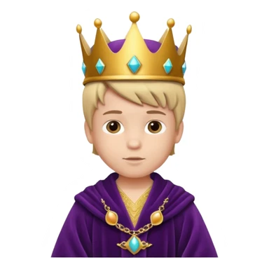 Royal Kid boy with fancy crown head 3d sticker