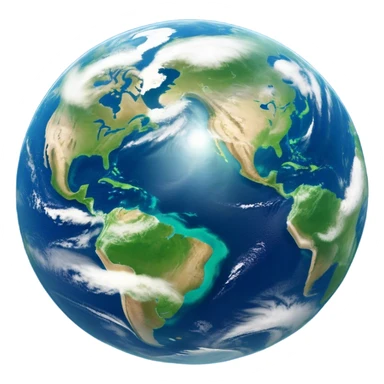 🌍 Cinematic Realistic Earth – A breathtaking, full view of Earth from space, showcasing vivid blue oceans, swirling white clouds, and lush green continents. The curvature of the planet is subtly illuminated by the sun, with a soft atmospheric glow enhancing its life-sustaining beauty. High detail, crisp textures, and realistic lighting bring out the planet's dynamic and ever-changing surface. sticker