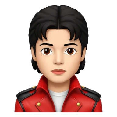 Michael Jackson light skin, black hair, brown eyes, red and black outfit sticker