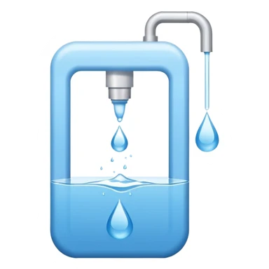 “Flat icon-style emoji of a water purifier with a simple faucet and water droplet, white and blue colors” sticker