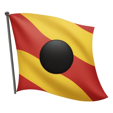 Red and black square flag with yellow circle in the middle sticker