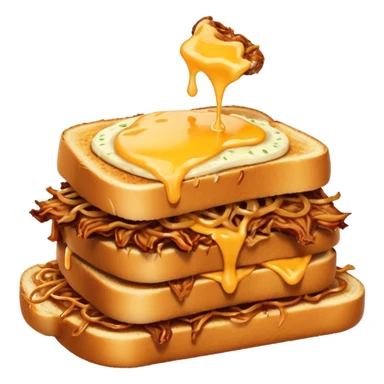 BBQ pulled pork melt on texas toast with crispy onions  sticker