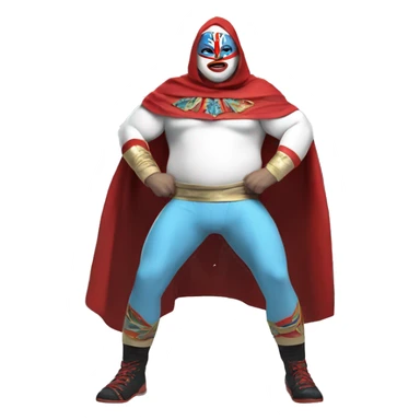 White Fat Lucia libre wrestler cape red powder blue pants mask red and powder blue red cape sticker