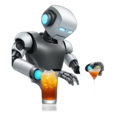 robot bartender mixing drinks sticker