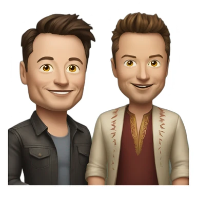 elon musk and jeff bezozs as indian babs sticker