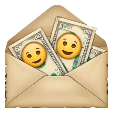 Banknotes enclosed in envelopes sticker