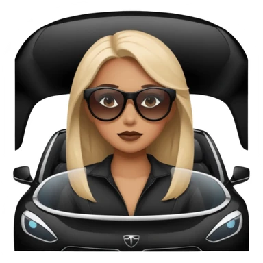 Girl in black Tesla sticker