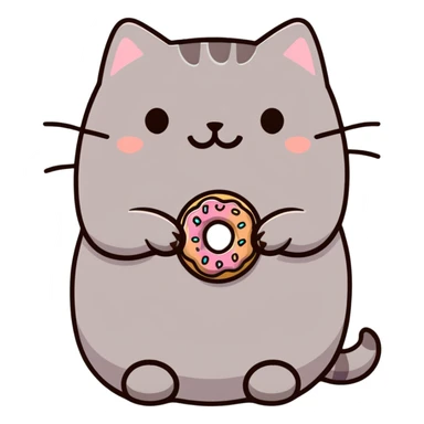 I want a pusheen eating a donut sticker