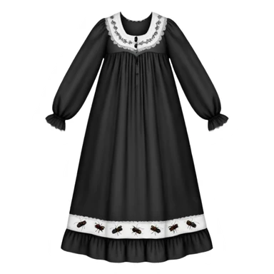 White victorian nightgown with black bug pattern sticker