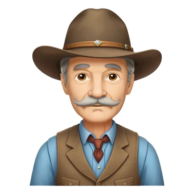 Dutch van der Linde from Red Dead Redemption, older man with mustache wearing a suit vest and wide-brimmed hat, western outlaw leader sticker