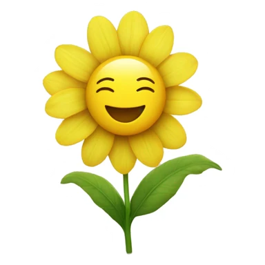 Yellow Flower with smiling face sticker