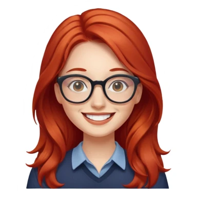 happy young woman with long red hair and glasses sticker