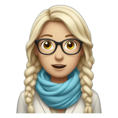an astonished white woman with glasses and a sky-blue scarf tied around her face sticker