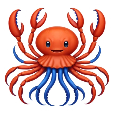a red crab with two claws and a blue octopus are friends sticker