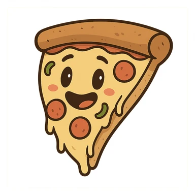 slice of pizza with a happy face sticker