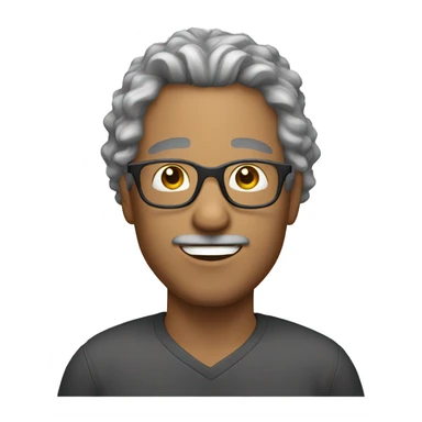 male with gray curl hair with glasses no mustach sticker