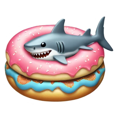 Cute shark in a swimming donut sticker