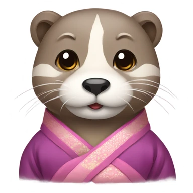 a otter face wearing traditional korean hanbok sticker