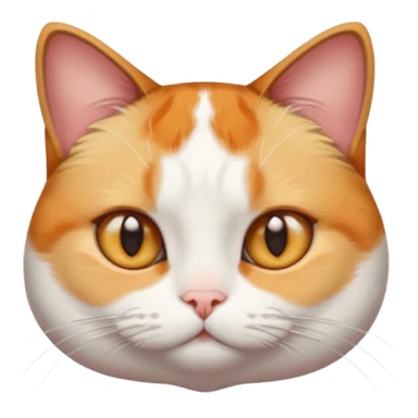 calico and white cat with small head, hazel eyes, and short but chubby body sticker