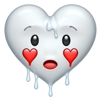 The broken heart emoji in white with sticky white liquid Ozzing out of it sticker