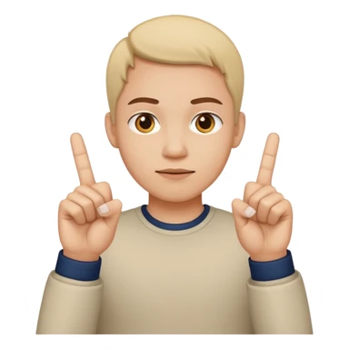 a person showing the middle finger of each hand, hands not crossed, simple facial expression, emoticon style sticker
