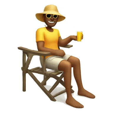 guy sit on a chair on the beach, palm, sun, chair sticker