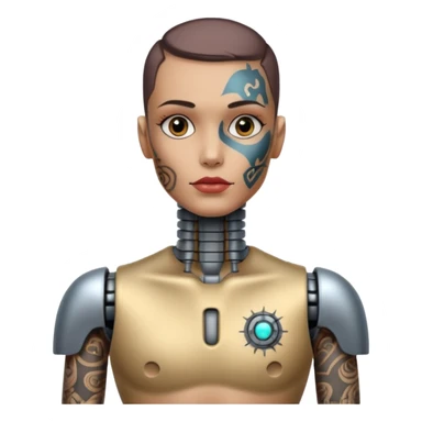 Tatooed robot, tatooes on chest, neck and face sticker