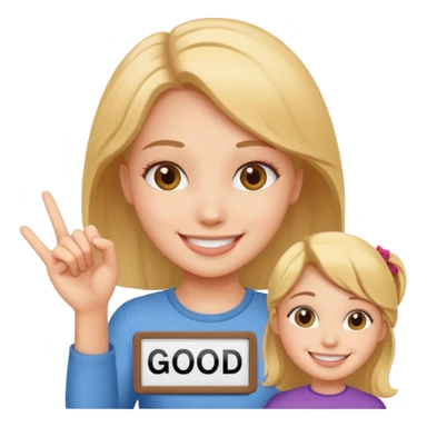 A girl holding a sign saying good girl sticker
