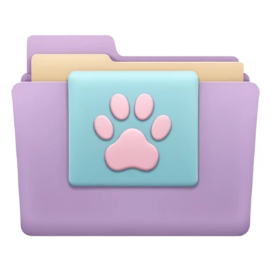 a pastel folder of documents with a pawprint on it sticker