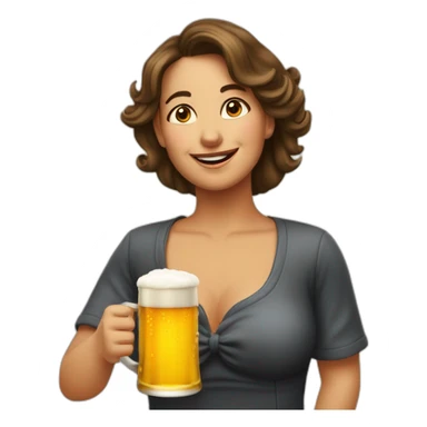 Une mami boua une bière sticker