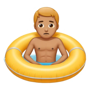 Full body man in bathing suit in a floating tube sad sticker