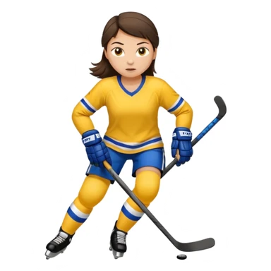 Girl hockey player with yellow jersey full body brunette sticker