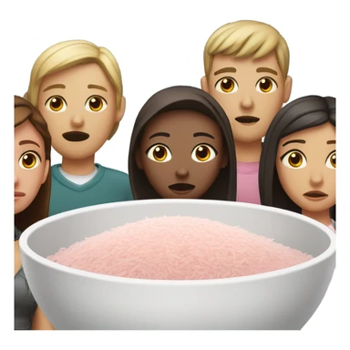 pink themed sad face + rice + friends sticker