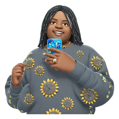 smiling boy with flower jewelry sticker