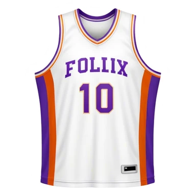 Cinematic Realistic image of a basketball jersey rendered in bold team colors with finely textured fabric and realistic creases, set against an energetic court backdrop with bright, dynamic lighting sticker