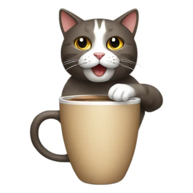 Coffee drinking cat sticker