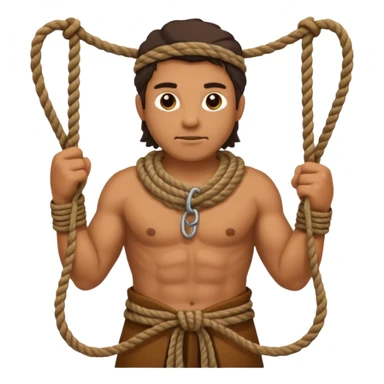 Ancient  man with animal skin clothes with ropes in hand sticker