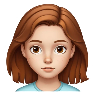 13 year old girl with mid length highlighted brown hair, freckles, big forehead and nice lips sticker